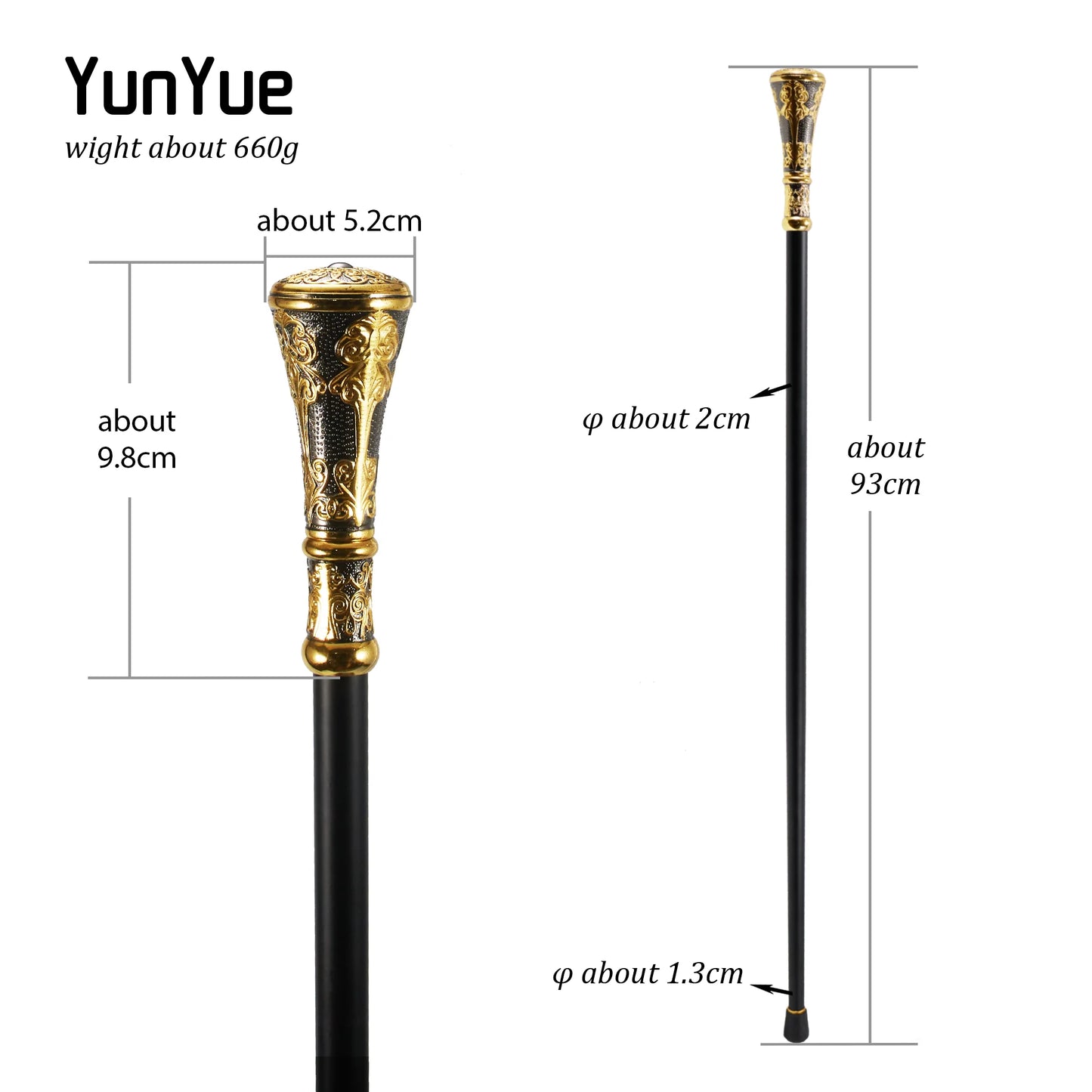 Gold Black Round Metals Walking Cane Gentleman Self-defense Cane Knife Walking Stick Film Props Cane Swords Real Blade Hidden