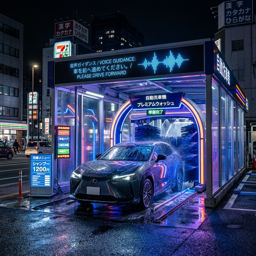 名古屋弁・メイド声の音声ガイダンス搭載の面白洗車場
