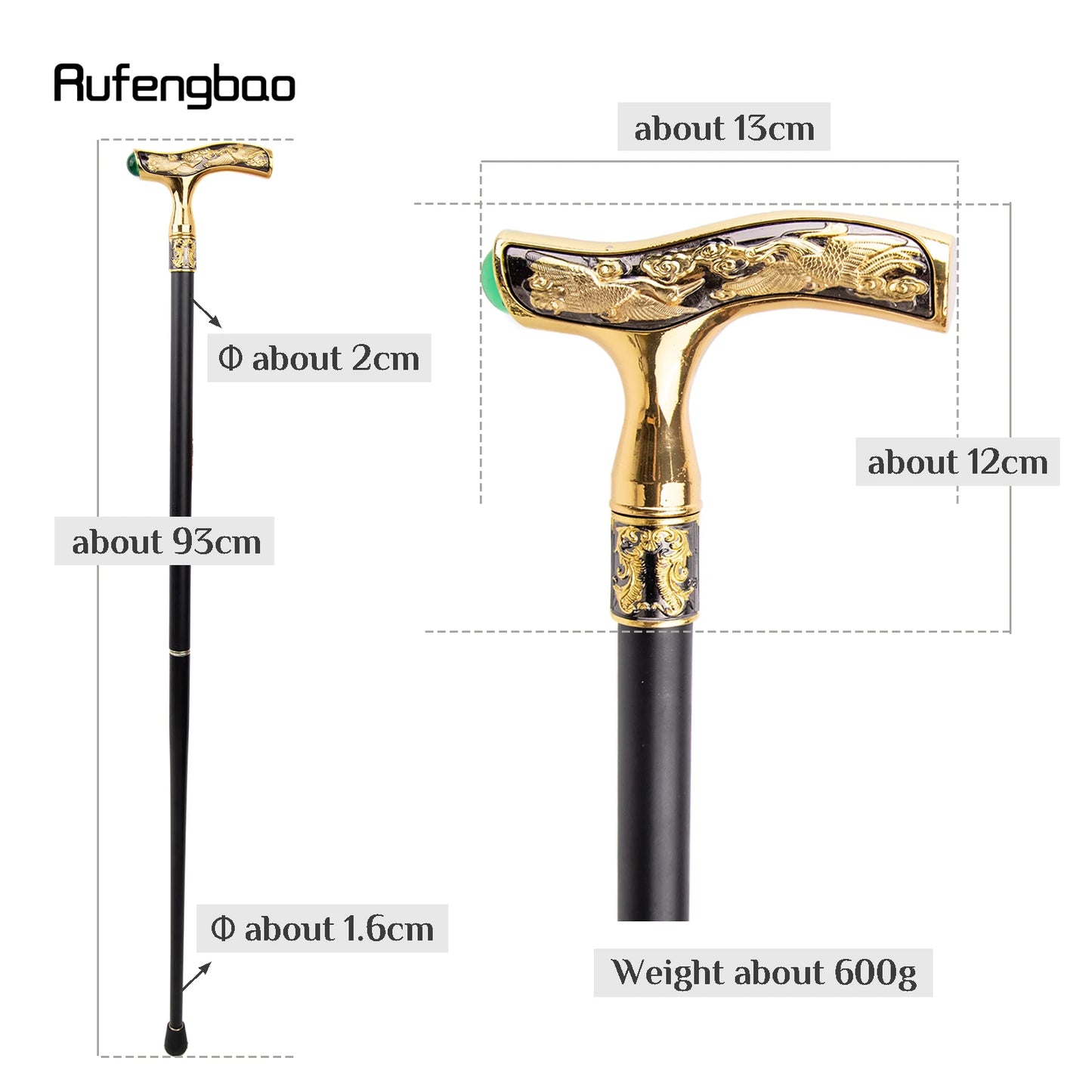 Crane Walking Cane Green Gemstone Fashion Decorative Walking Stick Gentleman Elegant Cosplay Cane Knob Crosier 93cm