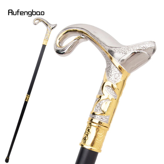 Elegant Golden And White Decorative Cane with a Curved Design, Perfect for Gentlemen And Cosplay, Measuring 36.22inch, For Cospl