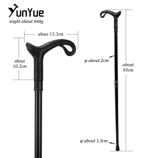 Matte Black Curve Line Type Walking Cane Lady Fashion Decorative Walking Stick Gentleman Vintage Elegant Cane Cosplay Props 93cm