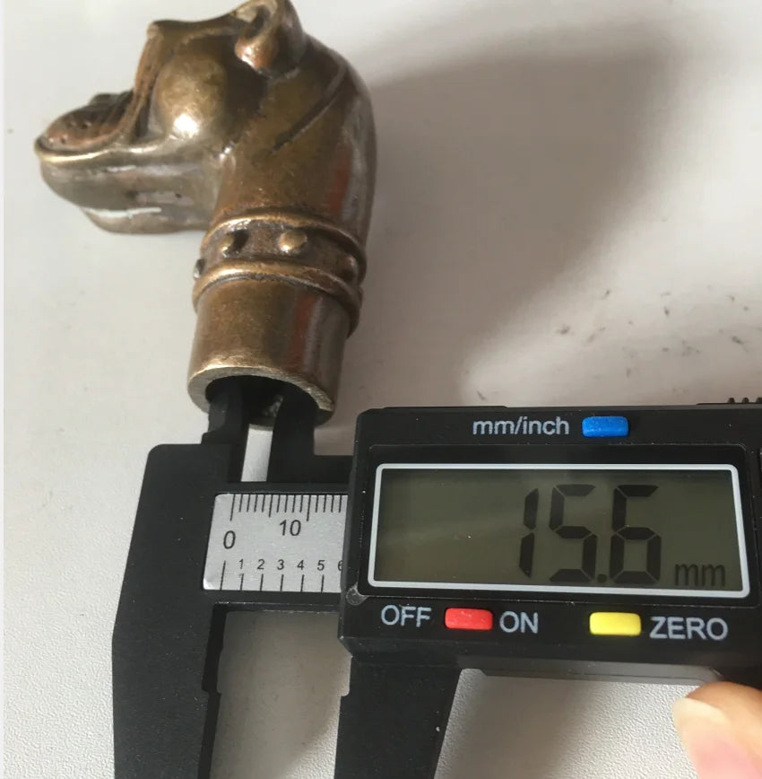Bronze Statue Dog Old Cane Walking Stick Head Handle Accessorie Collection Height 6.7cm