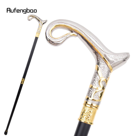 Elegant Golden And White Decorative Cane with a Curved Design, Perfect for Gentlemen And Cosplay, Measuring 36.22inch, For Cospl